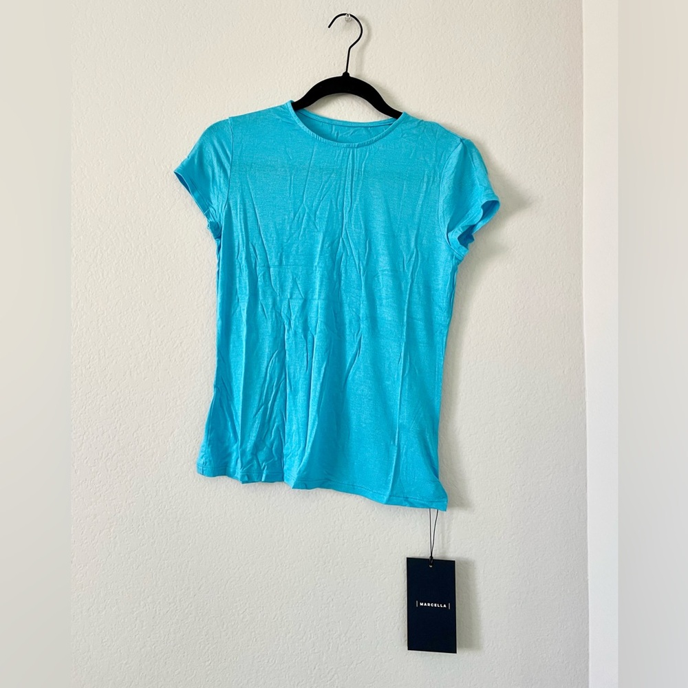 MARCELLA | Sara Sheer Turquoise Tee M